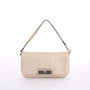 Coach Leather Petite Crossbody Bag White Ivory Flap Clasp